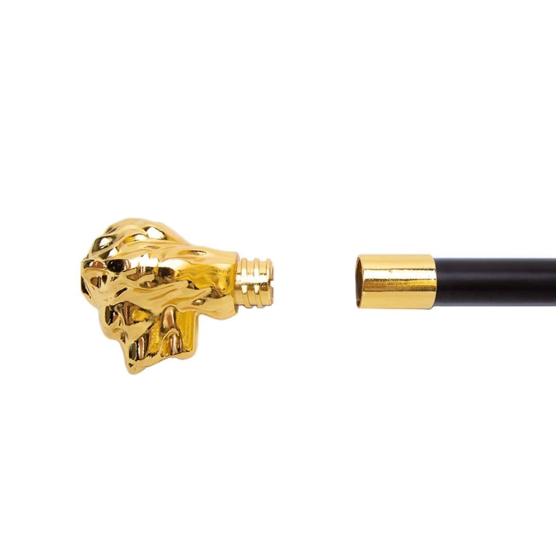 黄金ライオンヘッド杖 高級装飾ステッキ