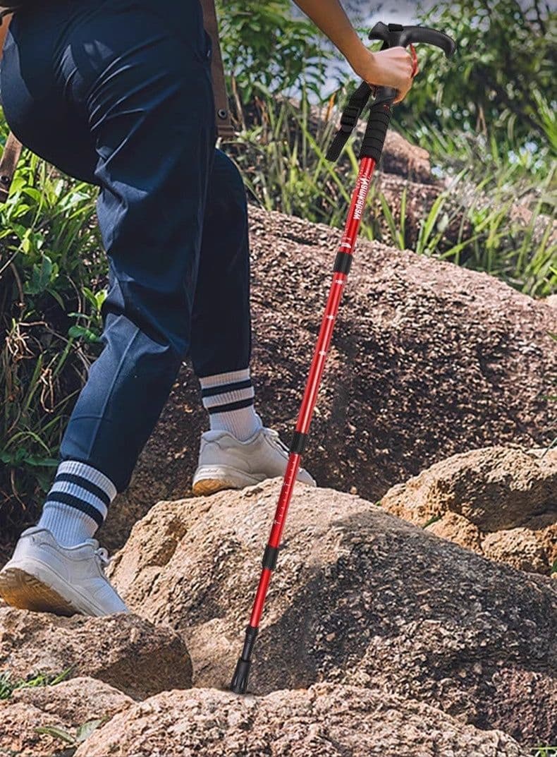 杖 登山の杖 軽量伸縮式アルミ製登山杖