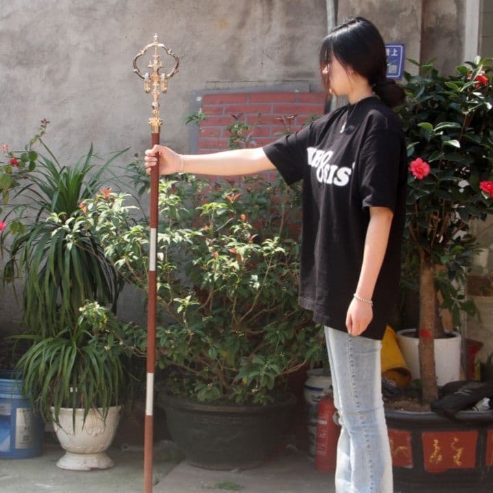 杖 錫杖 伝統四葉紋様装飾の荘厳錫杖