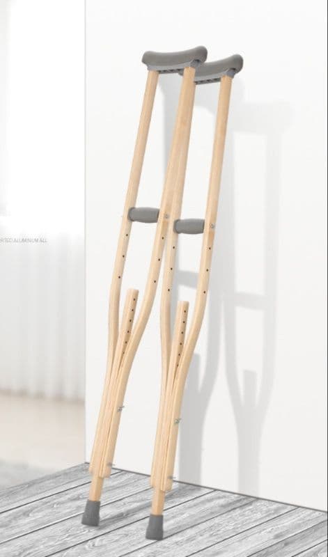 杖 松葉杖 軽量木製高さ調節可能松葉杖