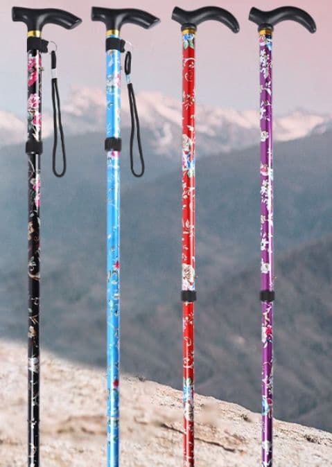 杖 ウォーキングの杖 折りたたみ式 花柄デザイン軽量杖