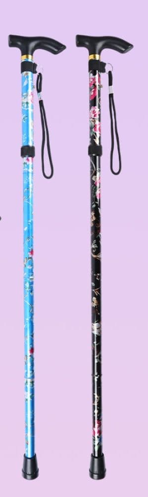 杖 ウォーキングの杖 折りたたみ式 花柄デザイン軽量杖