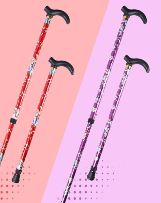 杖 ウォーキングの杖 折りたたみ式 花柄デザイン軽量杖