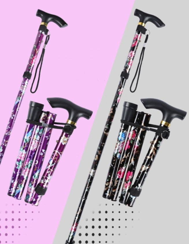 杖 ウォーキングの杖 折りたたみ式 花柄デザイン軽量杖