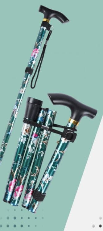 杖 ウォーキングの杖 折りたたみ式 花柄デザイン軽量杖