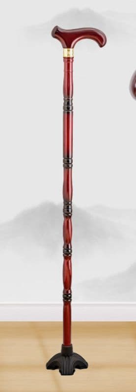 杖 ウォーキングの杖 伝統木製高級杖 安定四脚防滑ウォーキング支援