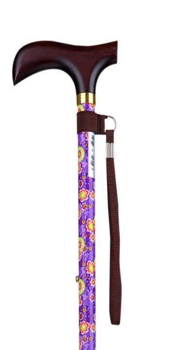 杖 ウォーキングの杖 高級木製グリップ伝統花柄