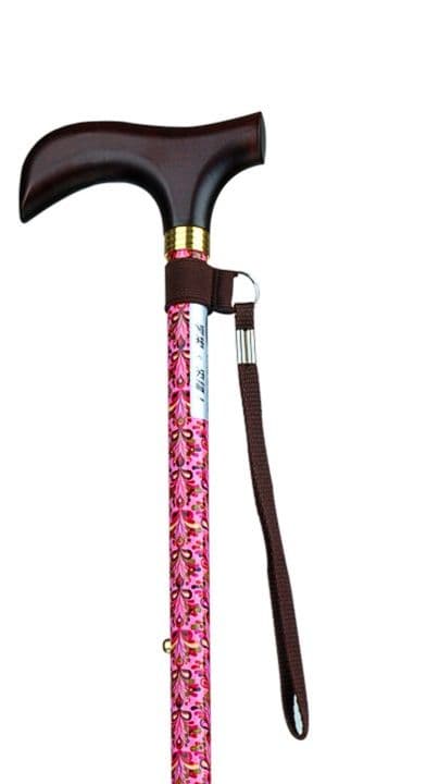 杖 ウォーキングの杖 高級木製グリップ伝統花柄