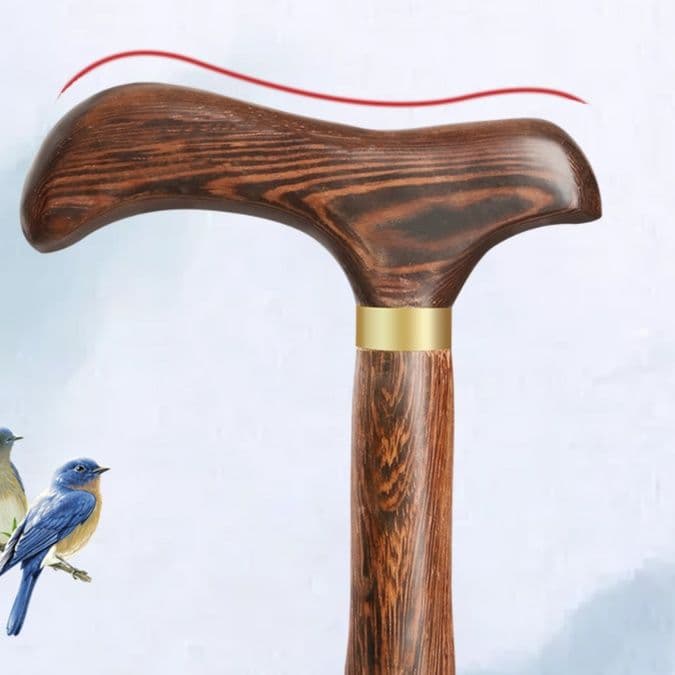 杖 匠心木造り 鳥背型グリップ杖