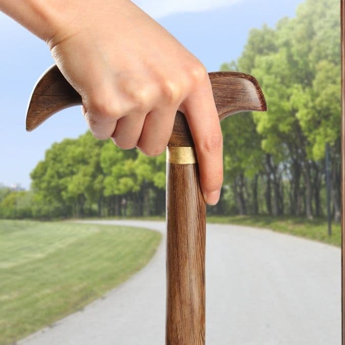 杖 匠心木造り 鳥背型グリップ杖