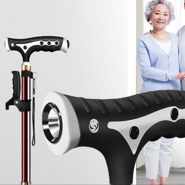 杖 夜間安心多機能ライト付き歩行杖