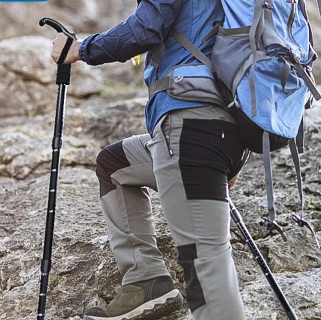 杖 四節伸縮アルミ登山杖