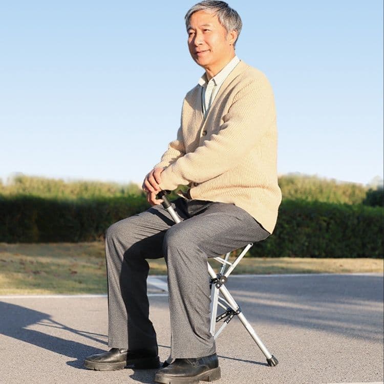 杖 二役こなす休憩付き歩行杖