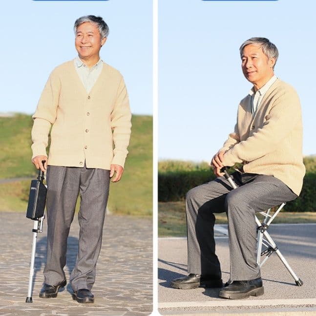 杖 二役こなす休憩付き歩行杖