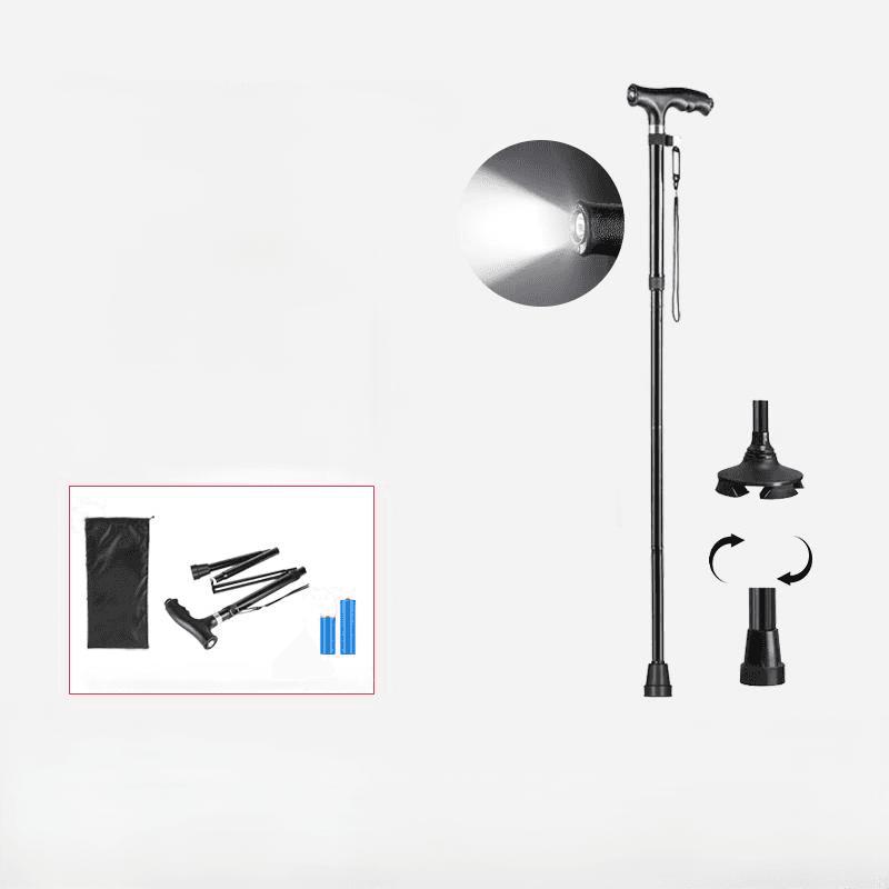 杖 高齢者向け軽量調節式折りたたみ歩行杖