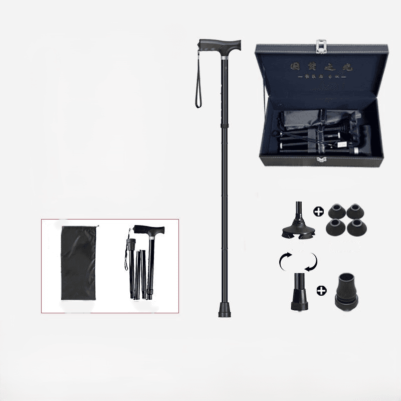 杖 高齢者向け軽量調節式折りたたみ歩行杖