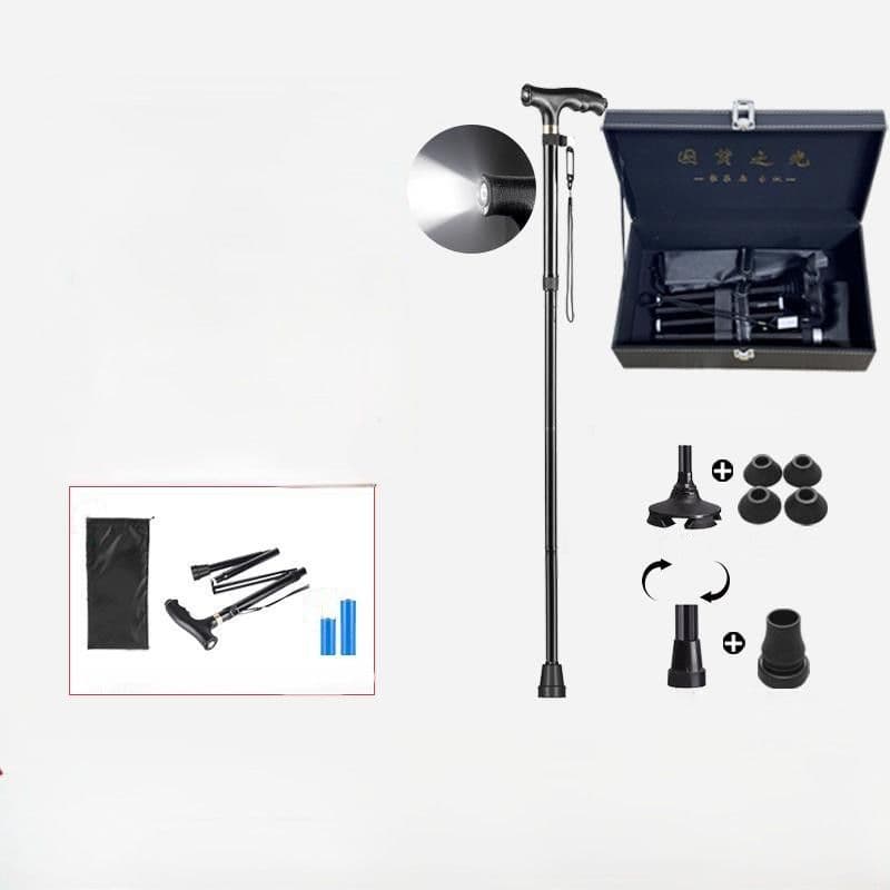 杖 高齢者向け軽量調節式折りたたみ歩行杖