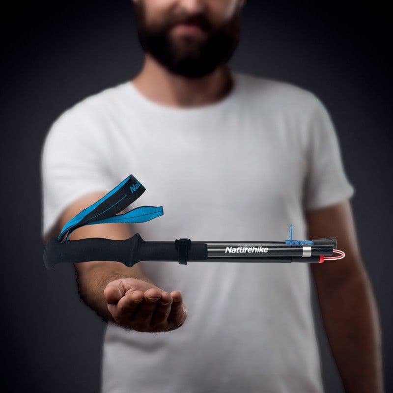 登山杖 軽量 折りたたみ式  カーボンファイバー 四節 コンパクト