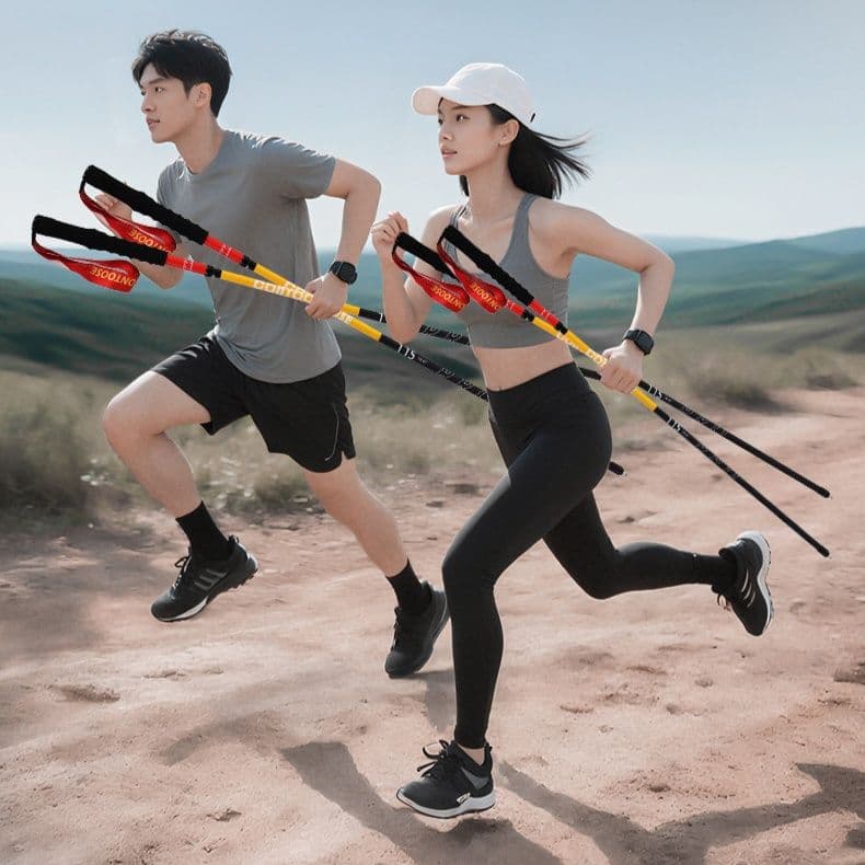 杖 炭素繊維製軽量折りたたみ登山用ウォーキング杖