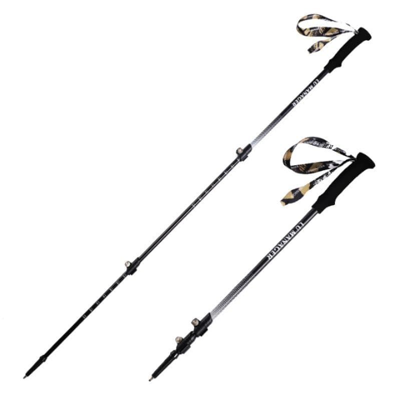 杖 カーボンファイバー×アルミ 三段伸縮 登山の杖