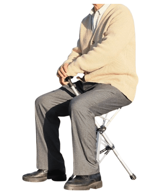 杖 二役こなす休憩付き歩行杖