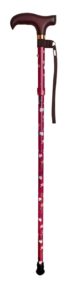 杖　天然木製握り手　五段折りたたみ花柄ウォーキングの杖