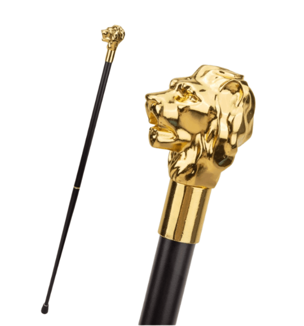 黄金ライオンヘッド杖 高級装飾ステッキ