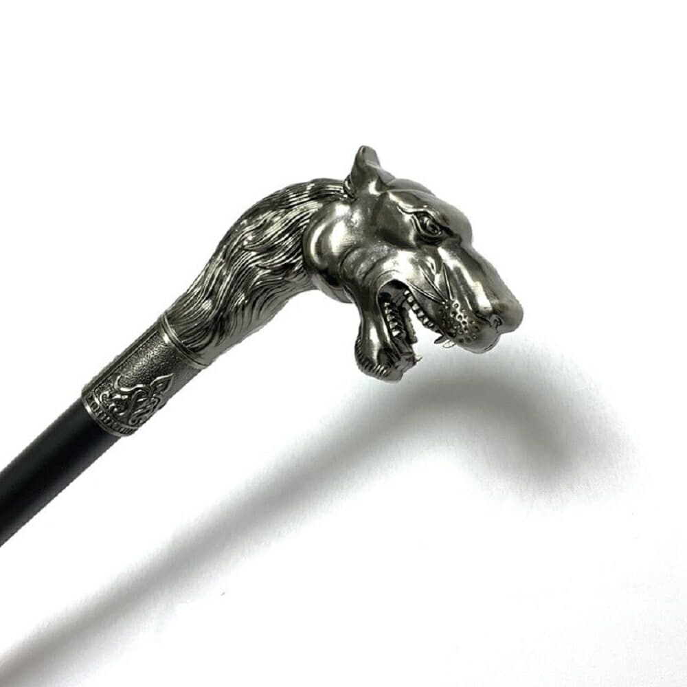 獅子頭銀色装飾杖 分割式高級仕様