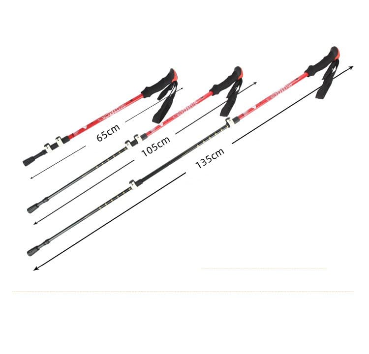 杖　軽量アルミ製ウォーキングの杖 3段伸縮 登山杖2本組