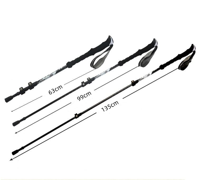 杖　登山の杖 三段伸縮 炭素繊維製 軽量登山杖 二本組