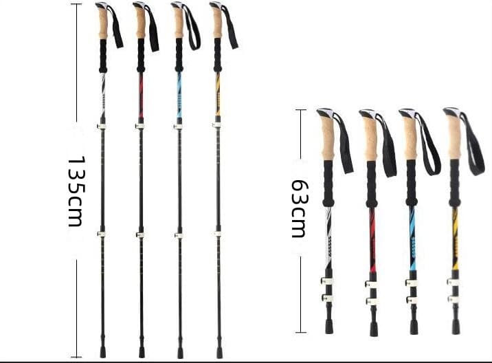 杖　軽量アルミ製登山の杖 三段伸縮式 二本組