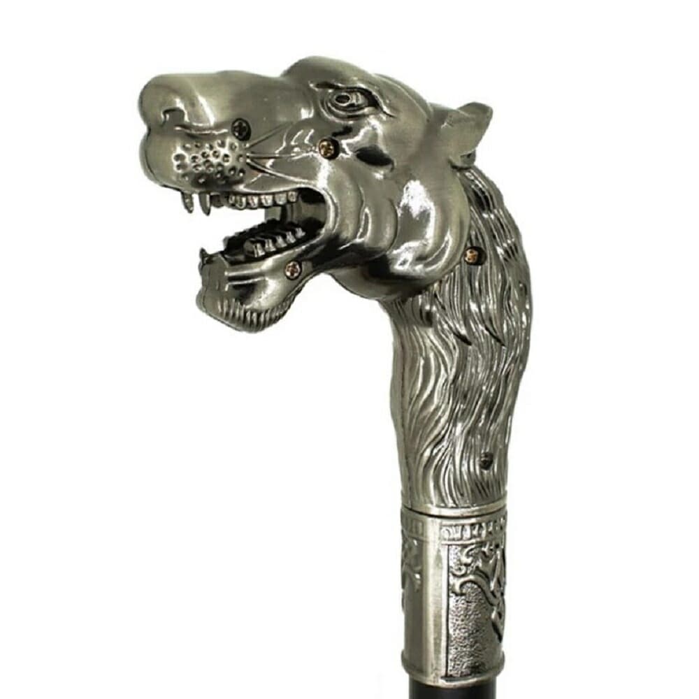 獅子頭銀色装飾杖 分割式高級仕様