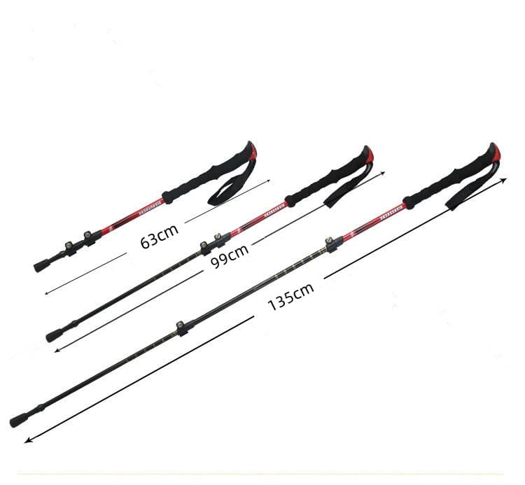 杖　軽量アルミ製ウォーキングの杖 三段伸縮式登山杖二本組